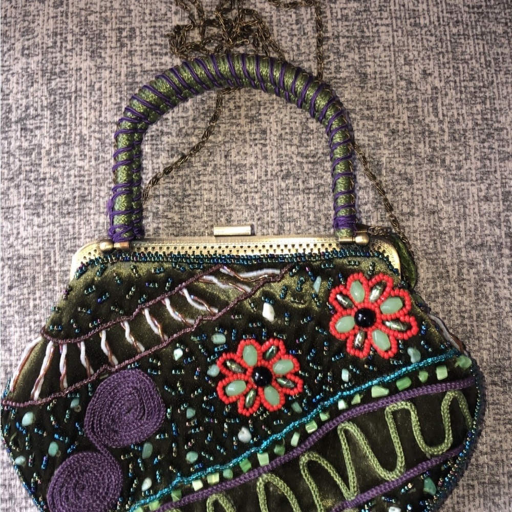 Chicos Embellished Multicolored Beaded Handbag